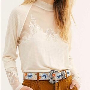 Free‎ People Women's Saheli Mesh Embroidery Top